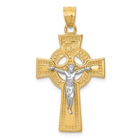 14K Two-tone Inri Celtic Crucifix Pendant view 1