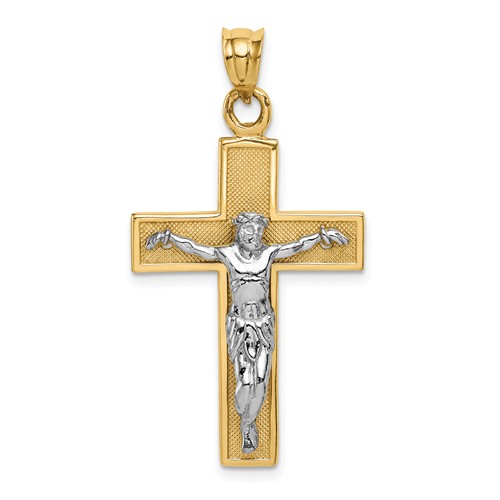 14K Two-tone Crucifix Pendant