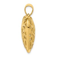 14K Yellow Gold Polished Diamond-cut Filigree 3-D Heart Pendant view 2