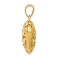 14K Yellow Gold Polished Diamond-cut Fancy 3-D Heart Charm view 2