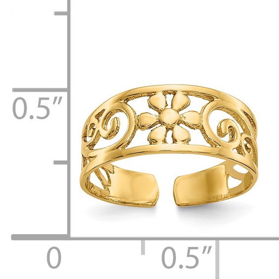 Gold Polished Flower Toe Ring