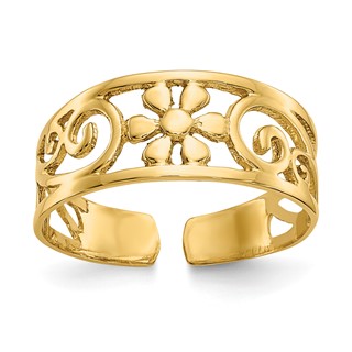 Gold Polished Flower Toe Ring