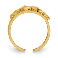 14K Yellow Gold Diamond-cut Plumeria Toe Ring view 2