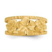 14K Yellow Gold Diamond-cut Plumeria Toe Ring view 4