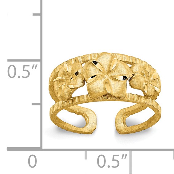 14k Diamond-cut Plumeria Toe Ring