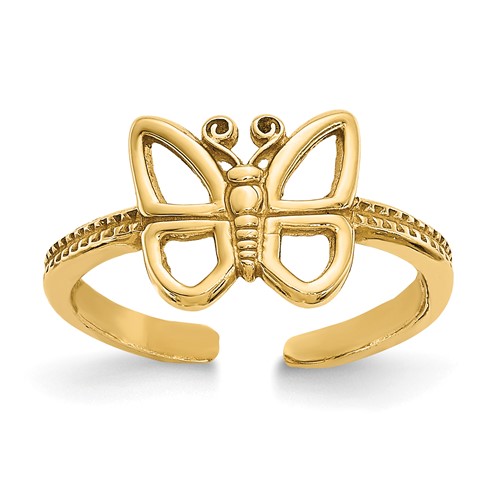 14K Yellow Gold Butterfly Toe Ring