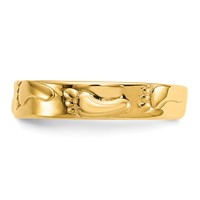14K Yellow Gold Footprints Toe Ring view 3