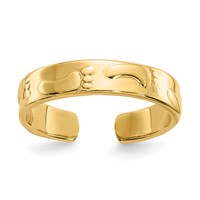 14K Yellow Gold Footprints Toe Ring view 1