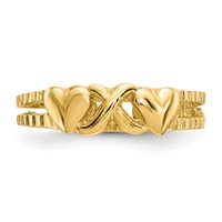 14K Yellow Gold Hearts-and-X Toe Ring view 4