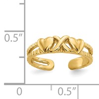 14K Yellow Gold Hearts-and-X Toe Ring view 5