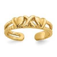14K Yellow Gold Hearts-and-X Toe Ring view 1