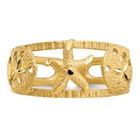 14K Yellow Gold Starfish and Shells Toe Ring view 4