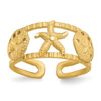 14K Yellow Gold Starfish and Shells Toe Ring view 1
