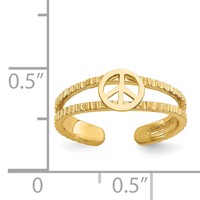 14K Yellow Gold Peace Sign Toe Ring view 5