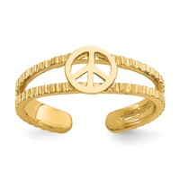 14K Yellow Gold Peace Sign Toe Ring view 1