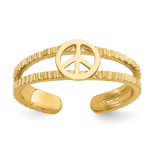 14K Yellow Gold Peace Sign Toe Ring