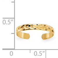14K Yellow Gold Diamond-Cut Toe Ring view 5