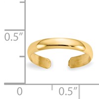 14K Yellow Gold High Polished 2.5mm Band Toe Ring view 5