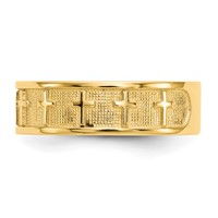 14K Yellow Gold Polished and Satin Cross Band view 4