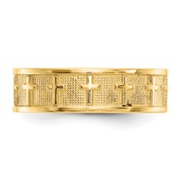 14K Yellow Gold Polished and Satin Cross Band view 5