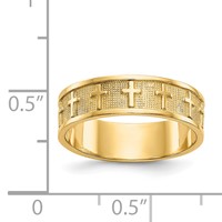14K Yellow Gold Polished and Satin Cross Band view 3