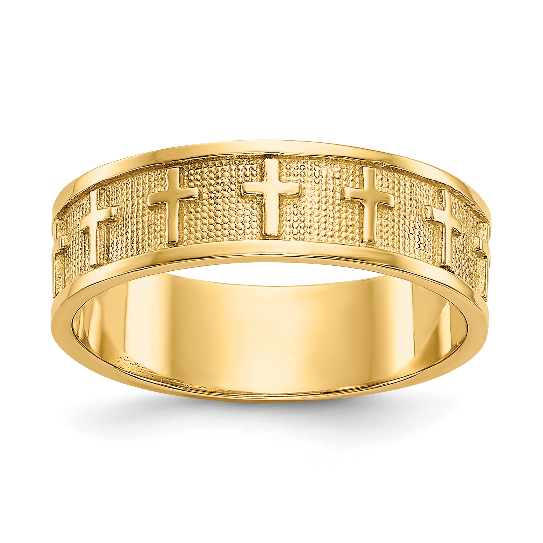 14k Polished & Satin Cross Band (C2103)