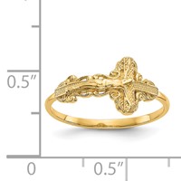 14K Yellow Gold Diamond-Cut Crucifix Ring view 3
