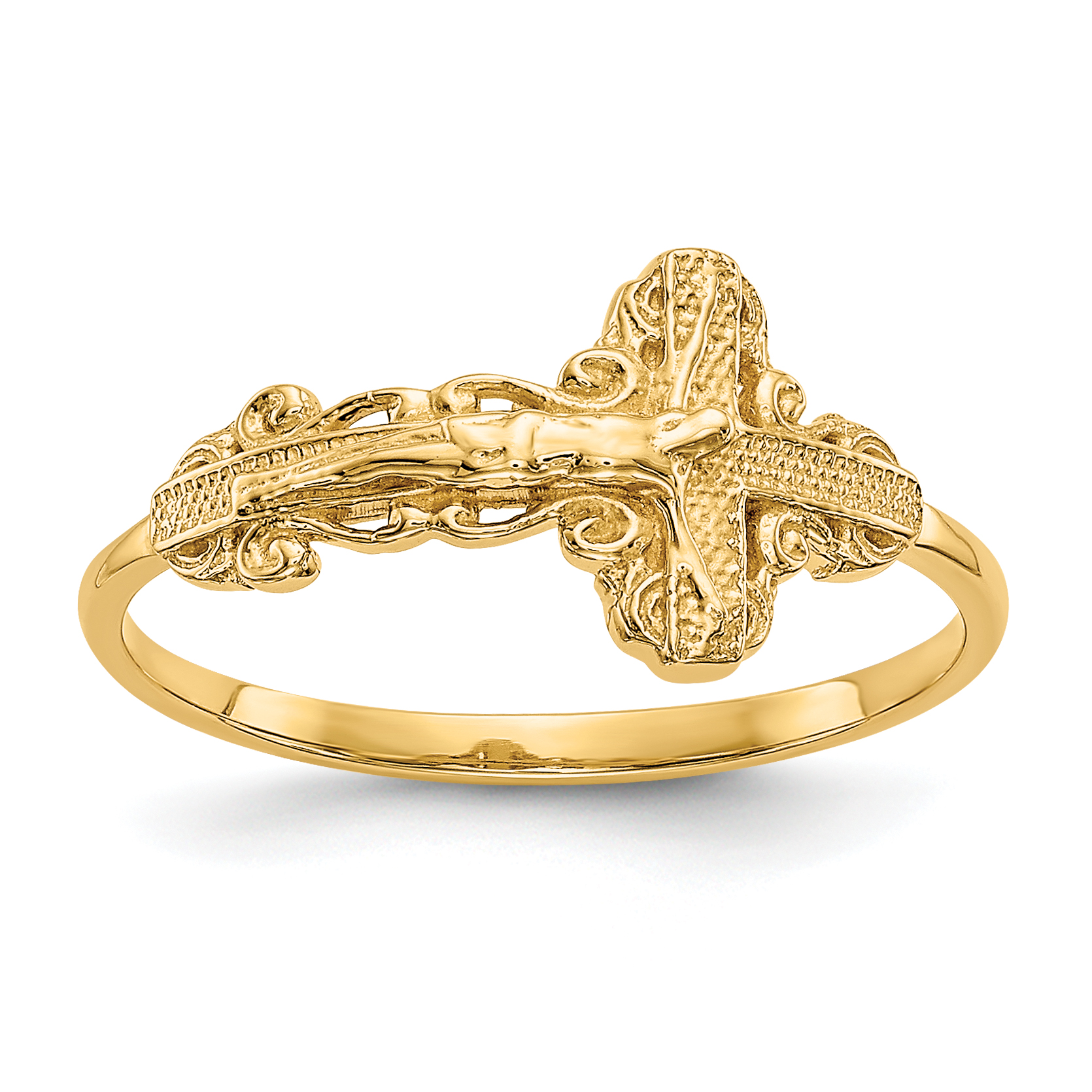 14k Diamond-Cut Crucifix Ring (C2113)