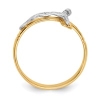 14K Two-Tone Mens Polished Diamond-Cut Crucifix Ring view 2