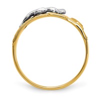 14K Two-tone Mens Polished and Diamond-Cut Crucifix Ring view 2