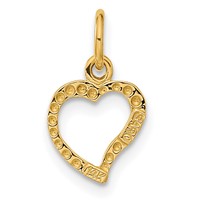 14K Yellow Gold Polished Curved Heart Pendant view 3