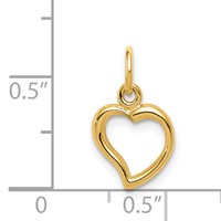 14K Yellow Gold Polished Curved Heart Pendant view 4