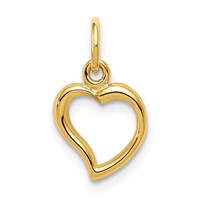 14K Yellow Gold Polished Curved Heart Pendant view 1