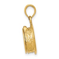 14K Yellow Gold 3-D Birthday Cake Opens Pendant with Enameled Candle Inside view 2