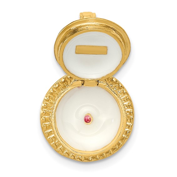 14k 3-D Birthday Cake Opens with Enameled Candle Inside Pendant