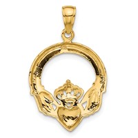 14K Yellow Gold Polished Claddagh Pendant view 3