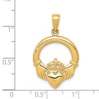 14K Yellow Gold Polished Claddagh Pendant view 4