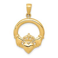 14K Yellow Gold Polished Claddagh Pendant view 1