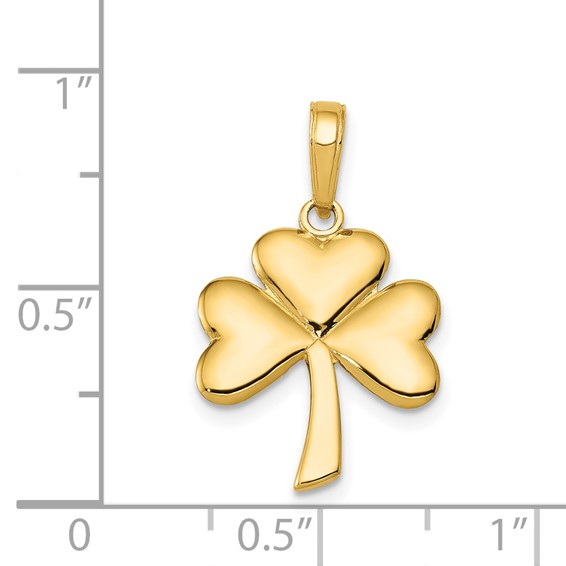 14k Polished Solid Shamrock Pendant