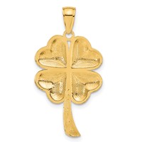 14K Yellow Gold Solid Polished 4-Leaf Clover Pendant view 3