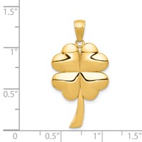 14K Yellow Gold Solid Polished 4-Leaf Clover Pendant view 4