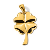 14K Yellow Gold Solid Polished 4-Leaf Clover Pendant view 5