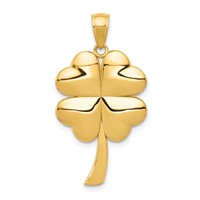 14K Yellow Gold Solid Polished 4-Leaf Clover Pendant view 1