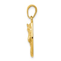 14K Yellow Gold Solid Polished Horse Head in Horseshoe Pendant view 2
