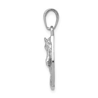 14K White Gold Solid Polished Horse Head in Horseshoe Pendant view 2