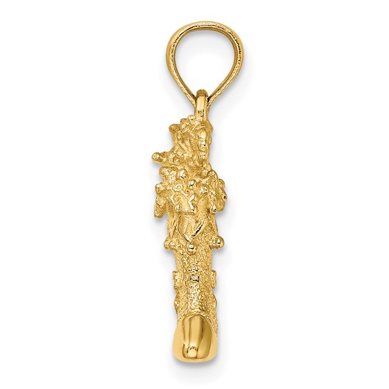 14k Solid Polished 3-D Christmas Stocking Charm