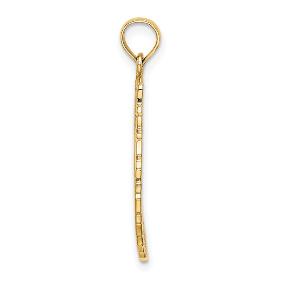 14k Satin/Polished Christmas Wreath Charm