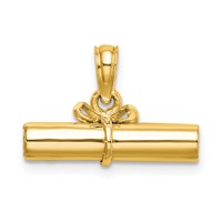 14K 3-D Hollow Polished Diploma Pendant view 3