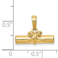 14K 3-D Hollow Polished Diploma Pendant view 4