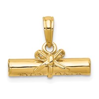 14K 3-D Hollow Polished Diploma Pendant view 1